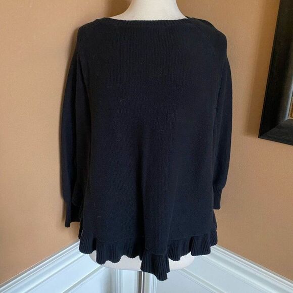 April Marin Ruffle Hem Poncho Sweater Black L - Picture 4 of 10